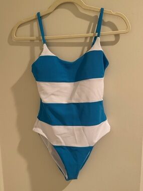 Beach Riot Blue and White Striped One-Piece Swimsuit